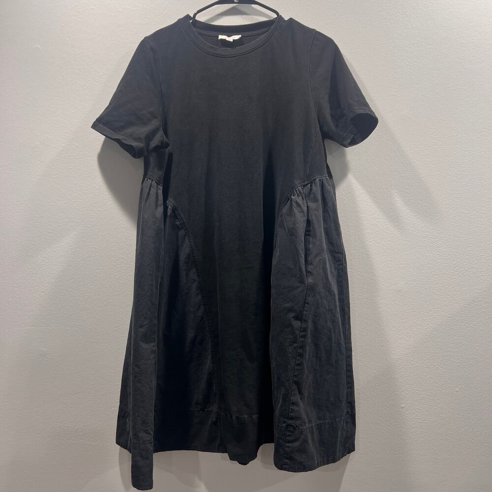 Black Mini Dress with Gathered Panels - Unbranded